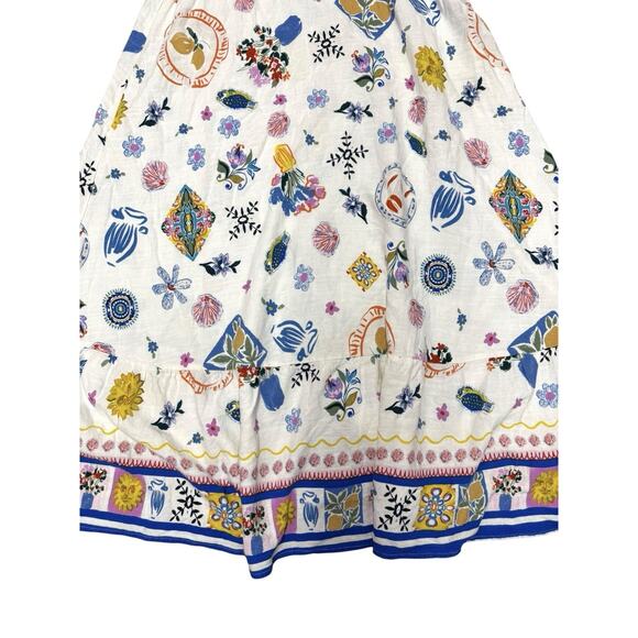 Label Of Love Linen Blend Maxi Dress White Multicolor Print Boho Summer XL - Picture 8 of 10